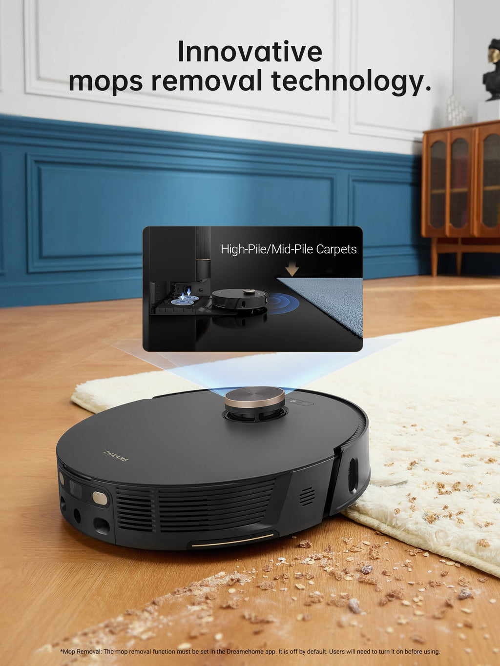Dreame L20 Ultra Robot Vacuum with innovative mops removal technology for carpets.